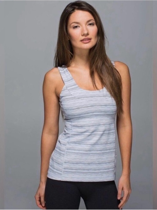 lululemon athletica Tops - Lululemon Scoop Back Tank in the Cyber Stripe White Silver Fox
